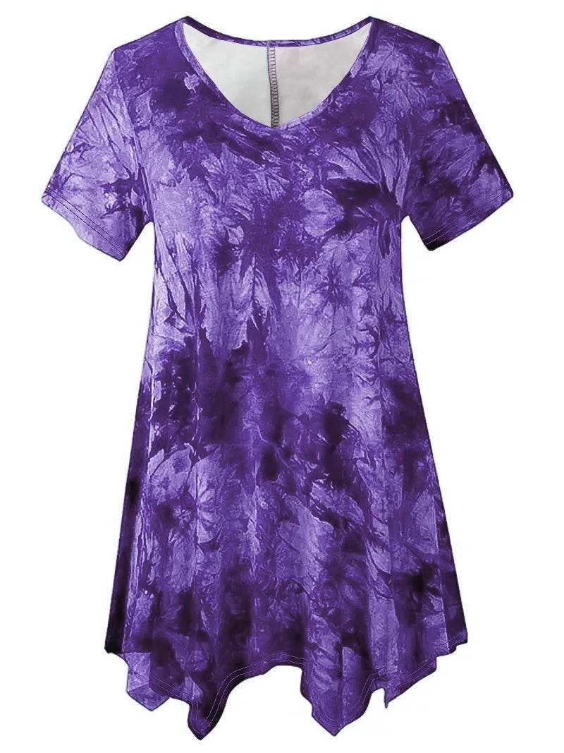 5XL Plus Size Woman Clothing Tie Dye Short Sleeve - Empire P.E