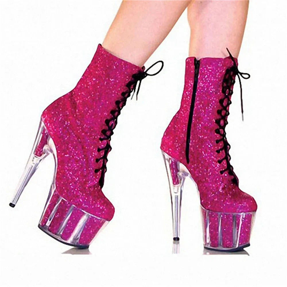 17CM Thin High Heels Ankle Boots Round Toe - Empire P.E