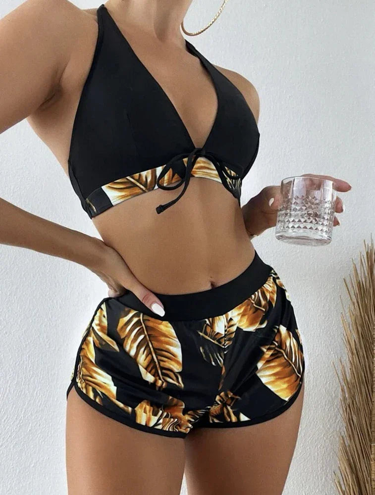 Women 2025 New Sexy Halter Bikini 3 Piece Set