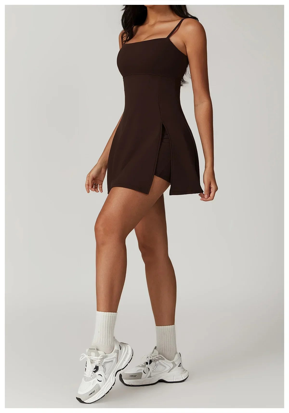 Skinny One-piece Tennis Dress Outdoor Slim-fit Shock-proof Hollow Out Backless Running Fitness Yoga Clothes Tights Tennis Skirt - Empire P.E