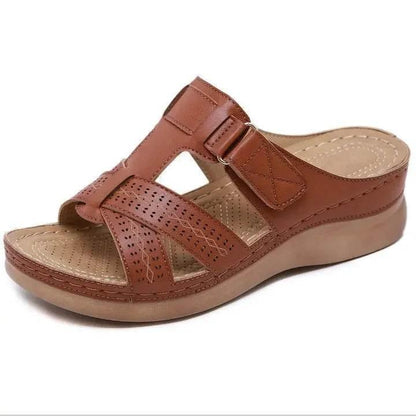 2022 Summer Women Wedge Sandals Premium Orthopedic Open Toe Sandals Vintage Anti-Slip Pu Leather Casual Female Platform Shoes - Empire P.E