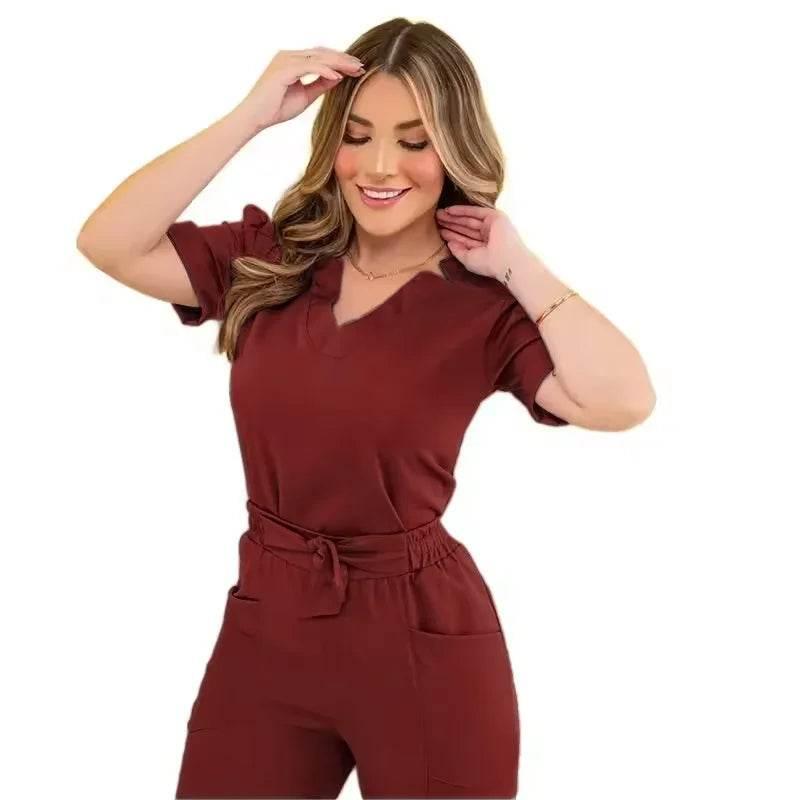 Surgical Uniforms Woman Nursing Enfermeria Sets Top Pant Articles Medical Uniform Scrub Clinical Beauty Salon Spa hospital Suits - Empire P.E