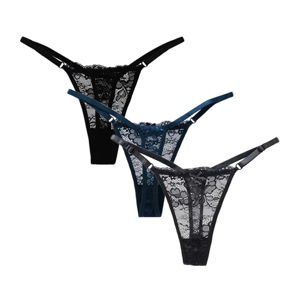 3PCS Adjustable Sexy Transparent Thong Panties - Empire P.E