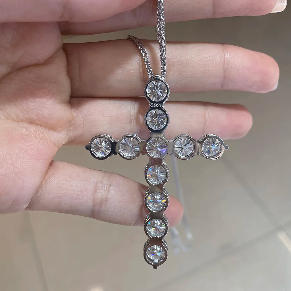 S925 Sterling Silver Plated 18K Lab Diamond Jesus Neck Chain