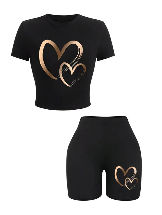 High Elastic Slim-fit T-Shirts & Shorts 2 Pieces Set - Empire P.E