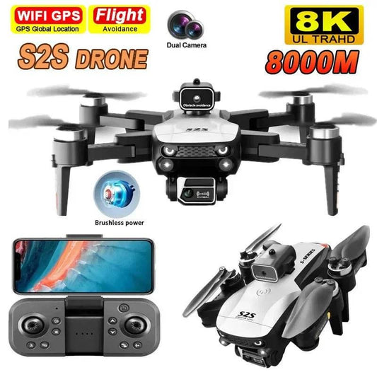 Replace Dji S2S Brushless Drone 4k Profesional 8K HD Dual Camera Obstacle Avoidance Aerial Photography Foldable Quadcopter Toy - Empire P.E