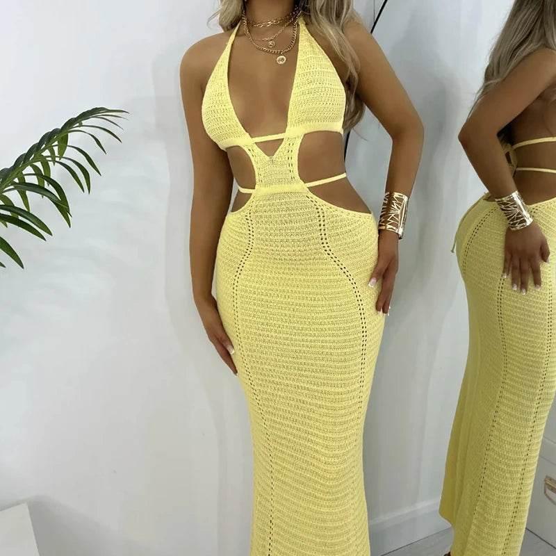 New Style Hollow Out Backless Tie Up Dress - Empire P.E