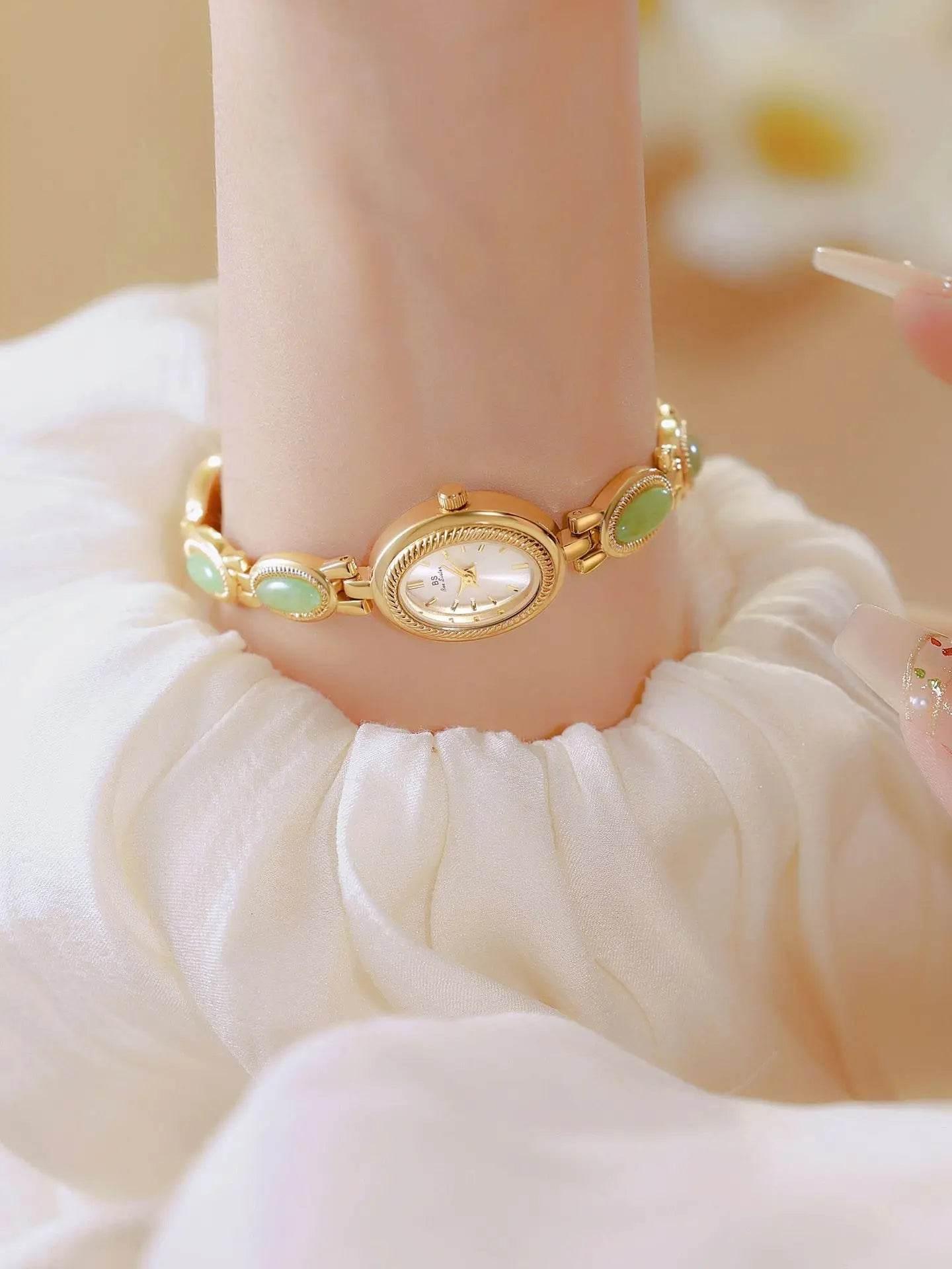 UTHAI Women's Watch Ladies Bracelet Luxury Brand Waterproof Retro Natural Dongling Stone Hotan Jade Advanced Chain Watches Gift - Empire P.E