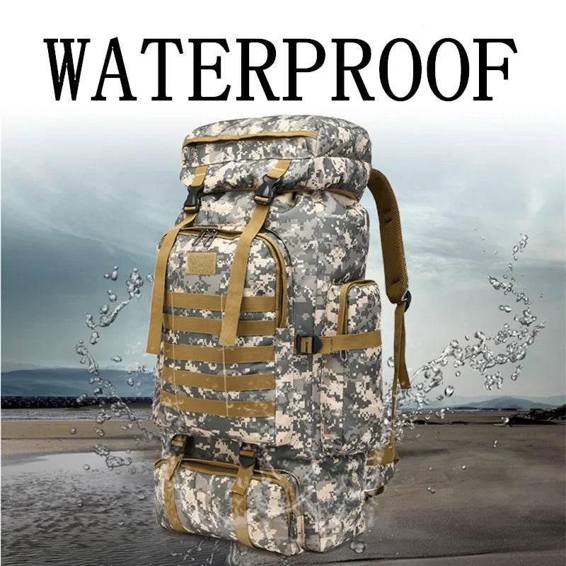 80L Waterproof Molle Camo Tactical Backpack Military Army Hiking Camping Backpack Travel Rucksack Outdoor Sports Climbing Bag - Empire P.E