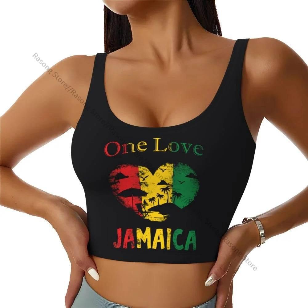 Sports Bra Women Running Yoga Clothes Vest Jamaica Kingdom Flag Gathering Fitness Vest - Empire P.E