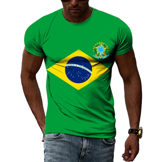 Brazilian Flag 3D Print T-shirts Summer Men Woman Short Sleeve Casual Tees Fashion Streetwear Harajuku T Shirt Kid Tops Clothing - Empire P.E
