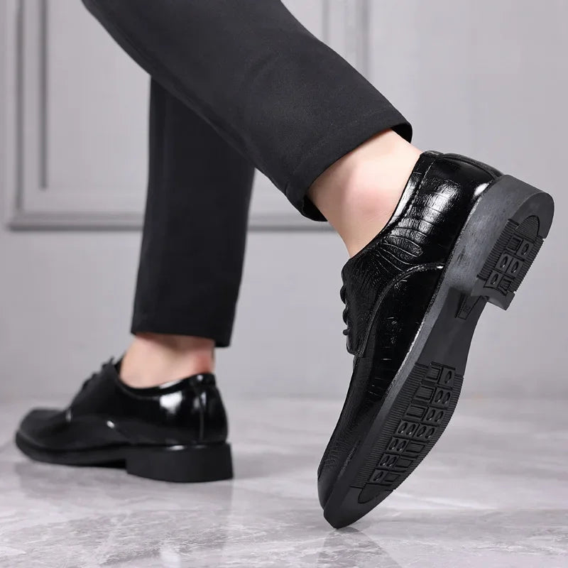 Casual Business Shoes for Men Crocodile PU Leather Dress Shoes - Empire P.E