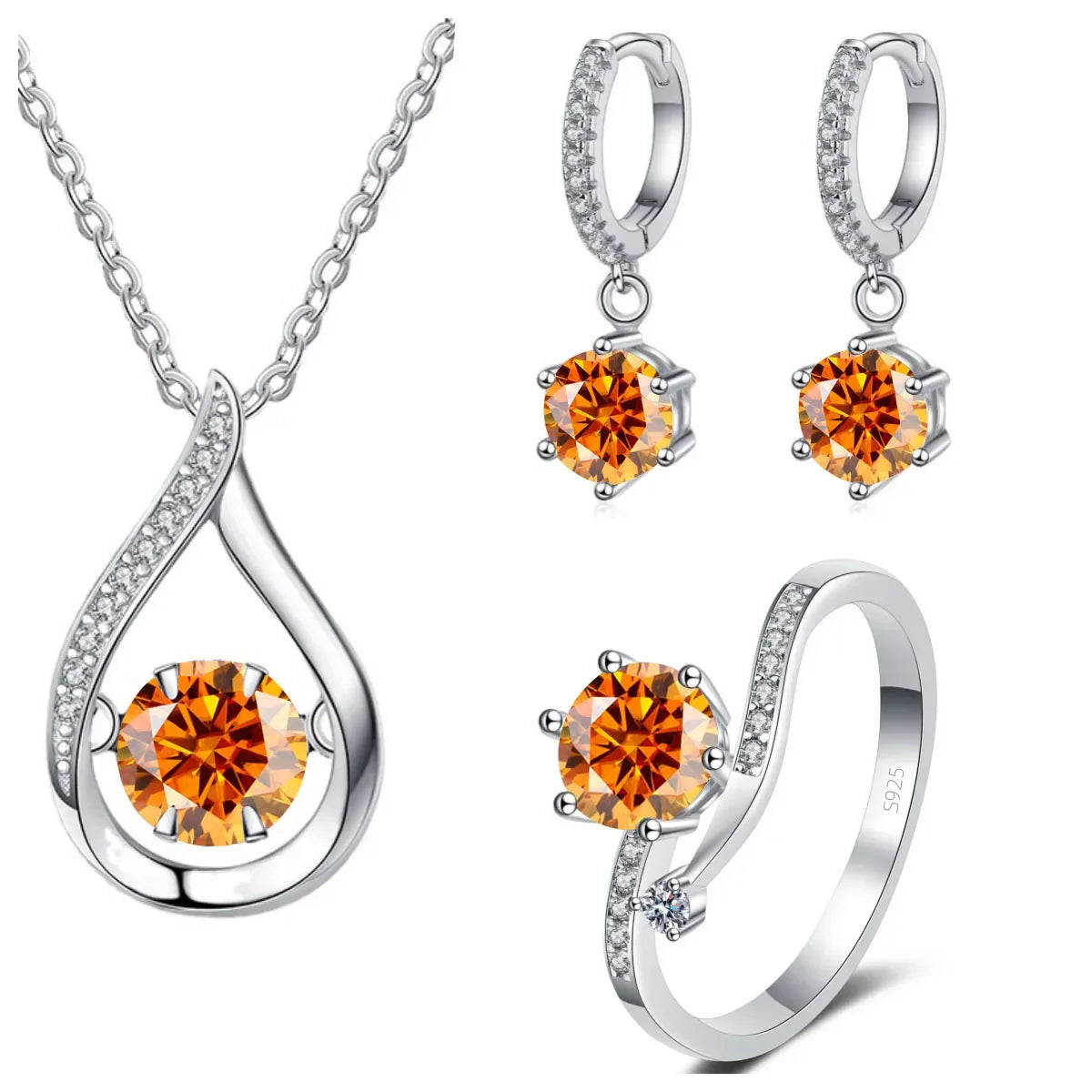 Real 925 Silver Moissanite Jewelry Set - Empire P.E