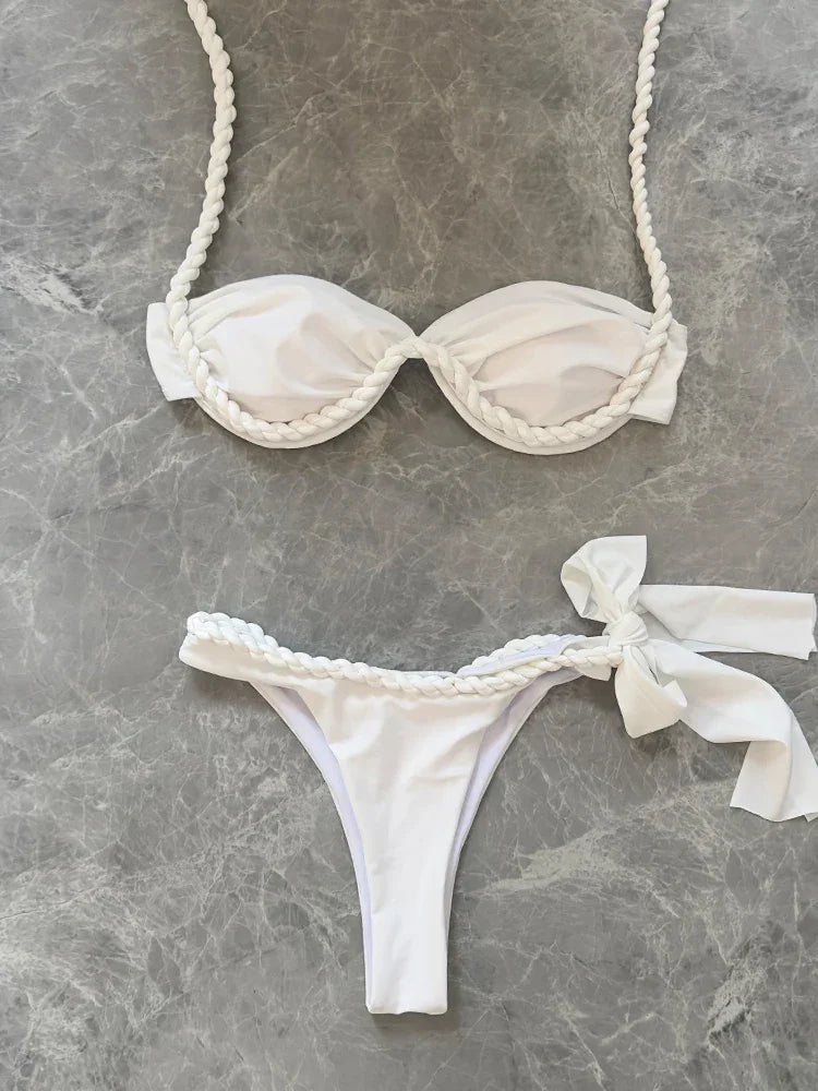 2025 New Sexy Low Waisted Push Up Micro Bikini Set Swimsuit