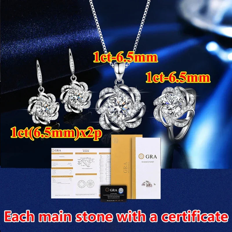 Moissanite Rings For Women Round Cut, Earrings Luxury Copper Trend, Moissanite Necklace Pendant - Empire P.E