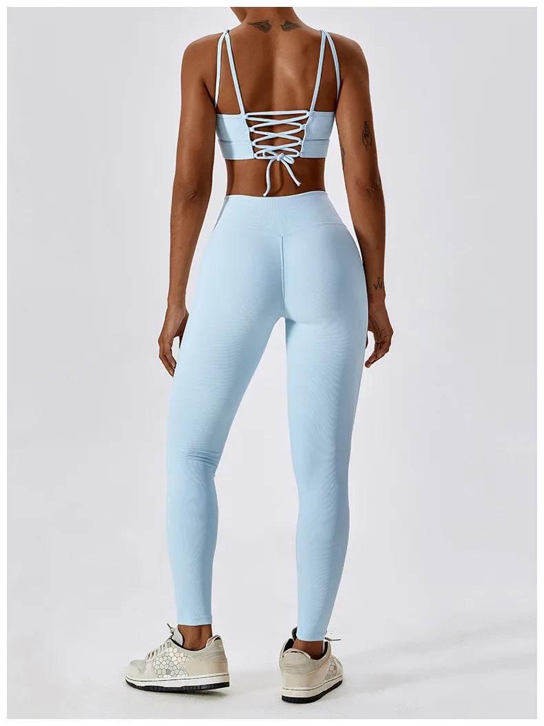 2PCS Seamless Yoga Set Gym Clothes Sportswear Yoga Suits For Women Fitness Rib Tracksuits Sports Bra Gym Leggings Sports Suits - Empire P.E