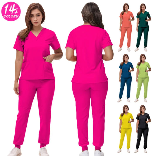 2025 New V-neck Top Jogger Pants Scrub Sets