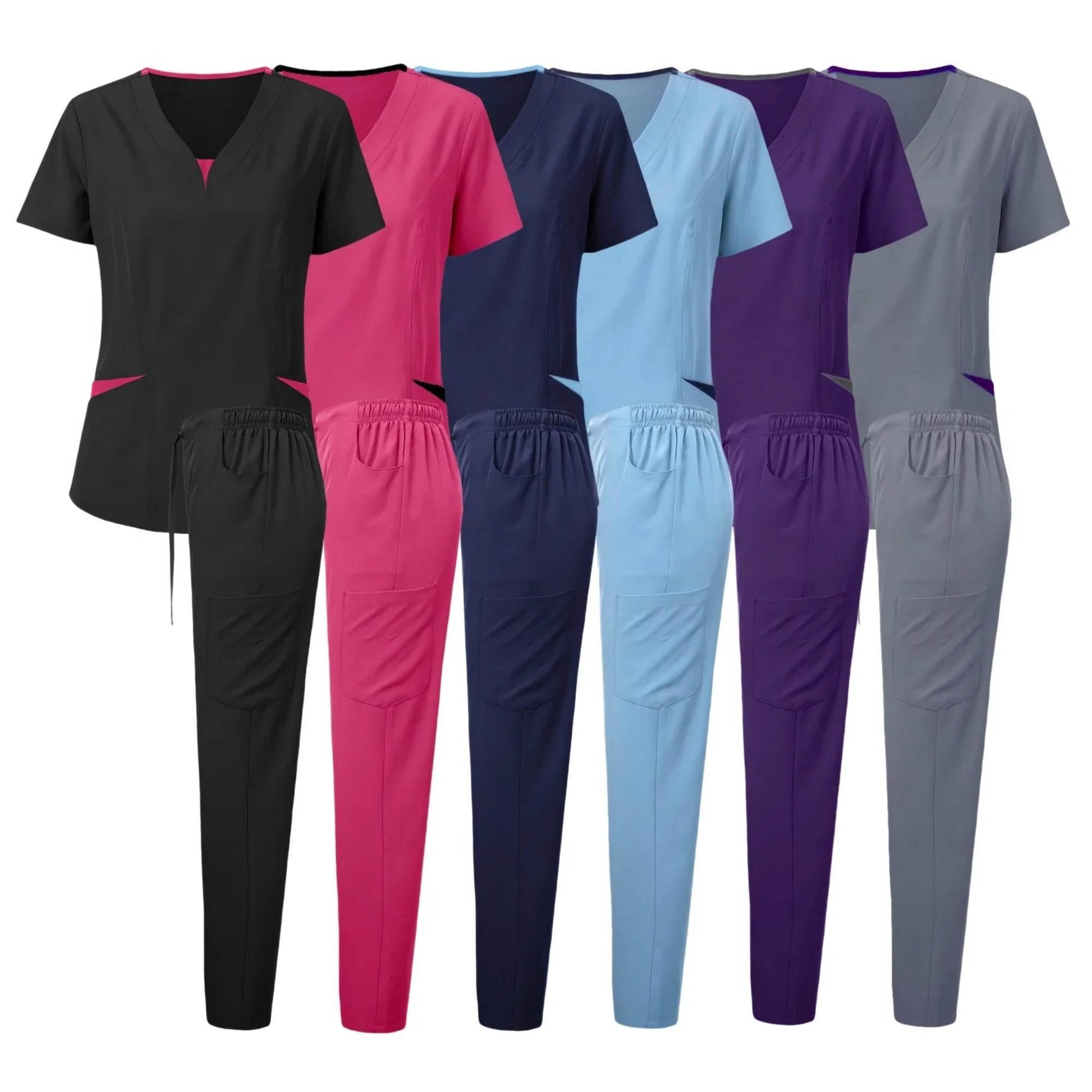 Scrub Set for Women Nurse V Neck Plus Size Scrubs Tops and Pants - Empire P.E