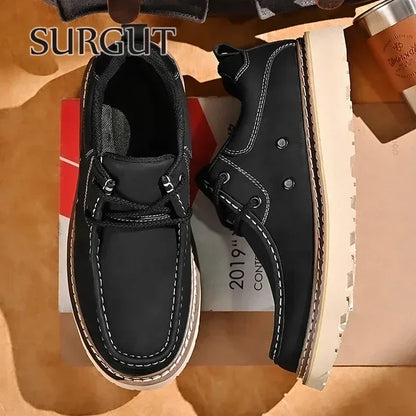 Men Retro Casual Leather Flats 2025