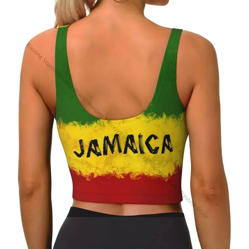 Sports Bra Women Running Yoga Clothes Vest Jamaica Kingdom Flag Gathering Fitness Vest - Empire P.E