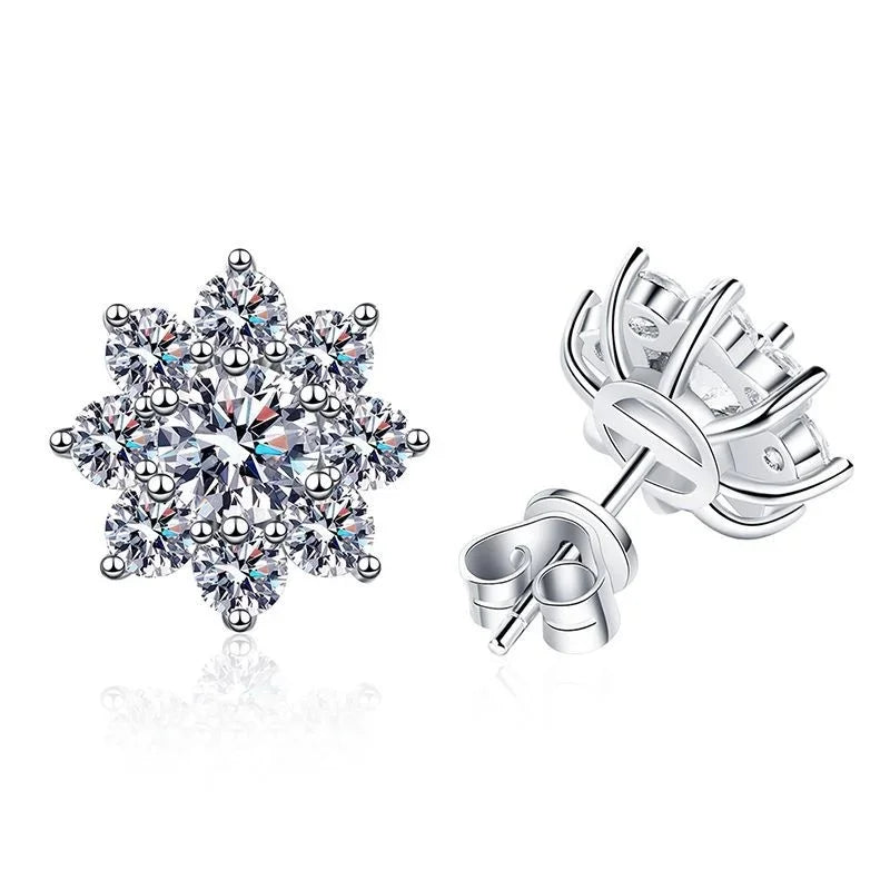 925 Sterling Silver 0.5 Carat Moissanite Diamond Sunflower Earrings - Empire P.E
