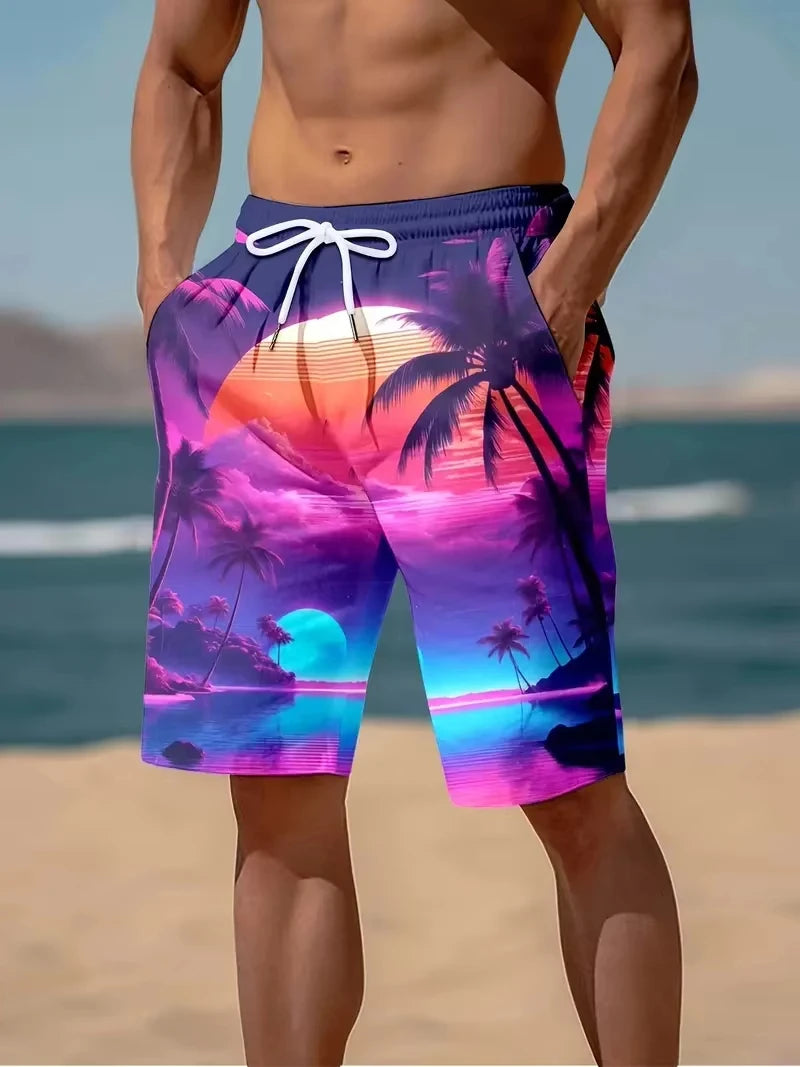 Palm Tree Graphic Swim Trunks