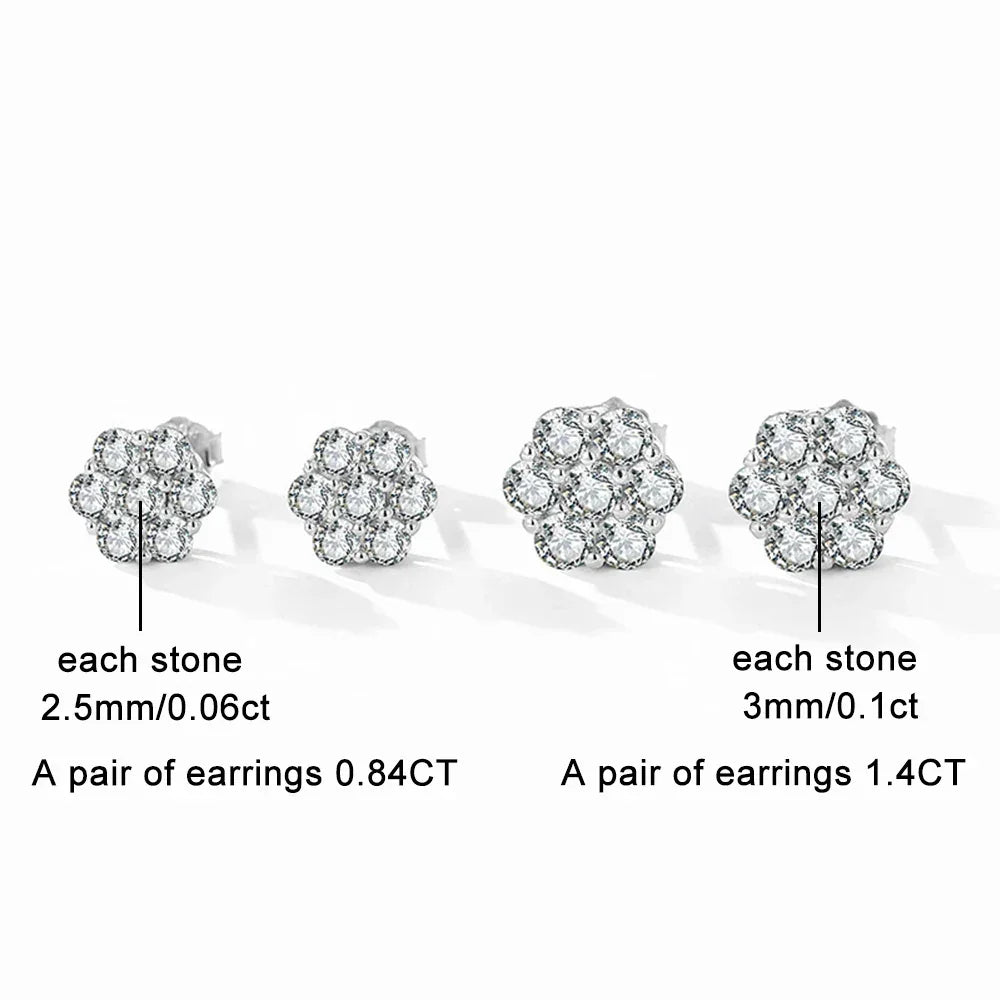 Real D Color Flower Full Moissanite Jewelry Sets - Empire P.E