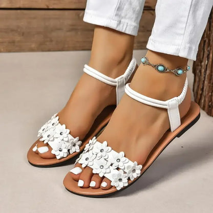 Flower Decoration Flat Sandals - Empire P.E