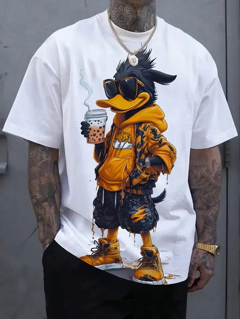 Funny Men's T Shirt Cartoon Duck Print - Empire P.E