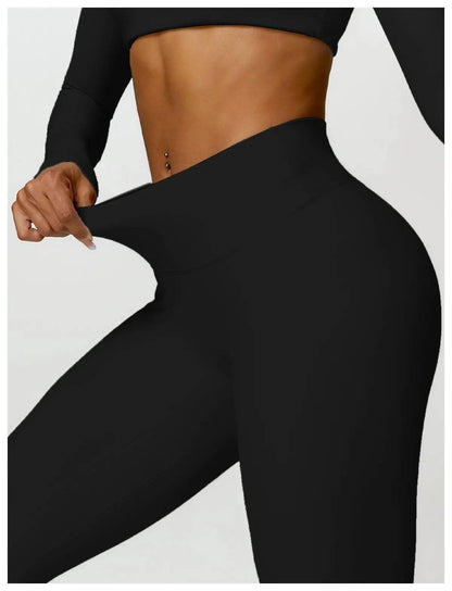 Hearuisavy 2PCS Long Sleeve Gym Set Women Yoga Clothes Quick-Drying Sportswear Running Leggings Workout Sports Crop Top Women - Empire P.E