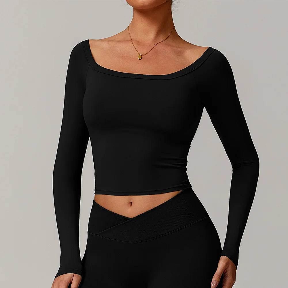 Women Yoga Shirts Crop Tops Long Sleeves Shirts for Women Yoga Sports Fitness Gym Clothing Running Workout Tops Sports Shirts - Empire P.E