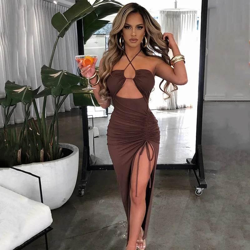 Sleeveless Sexy Female Midi Backless Dresses Slim Night Club Party Women's Dress Bodycon Vestidos Elegantes Para Mujer - Empire P.E