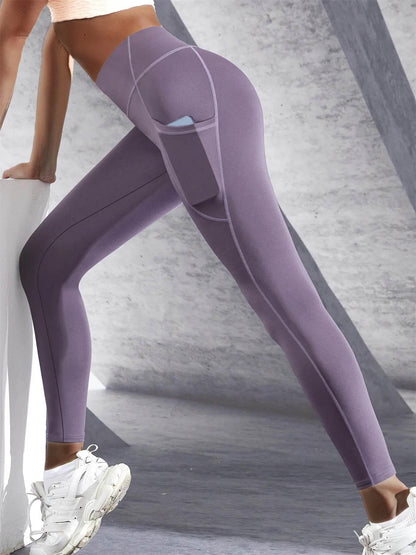 Solid Color Side Pockets Leggings For Women High Waist Sportswear Cycle Yoga Pants Push Up Fitness Leggings - Empire P.E