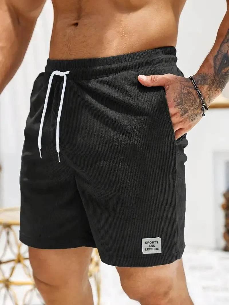 Men's new solid colour lace-up sweatpants shorts - Empire P.E