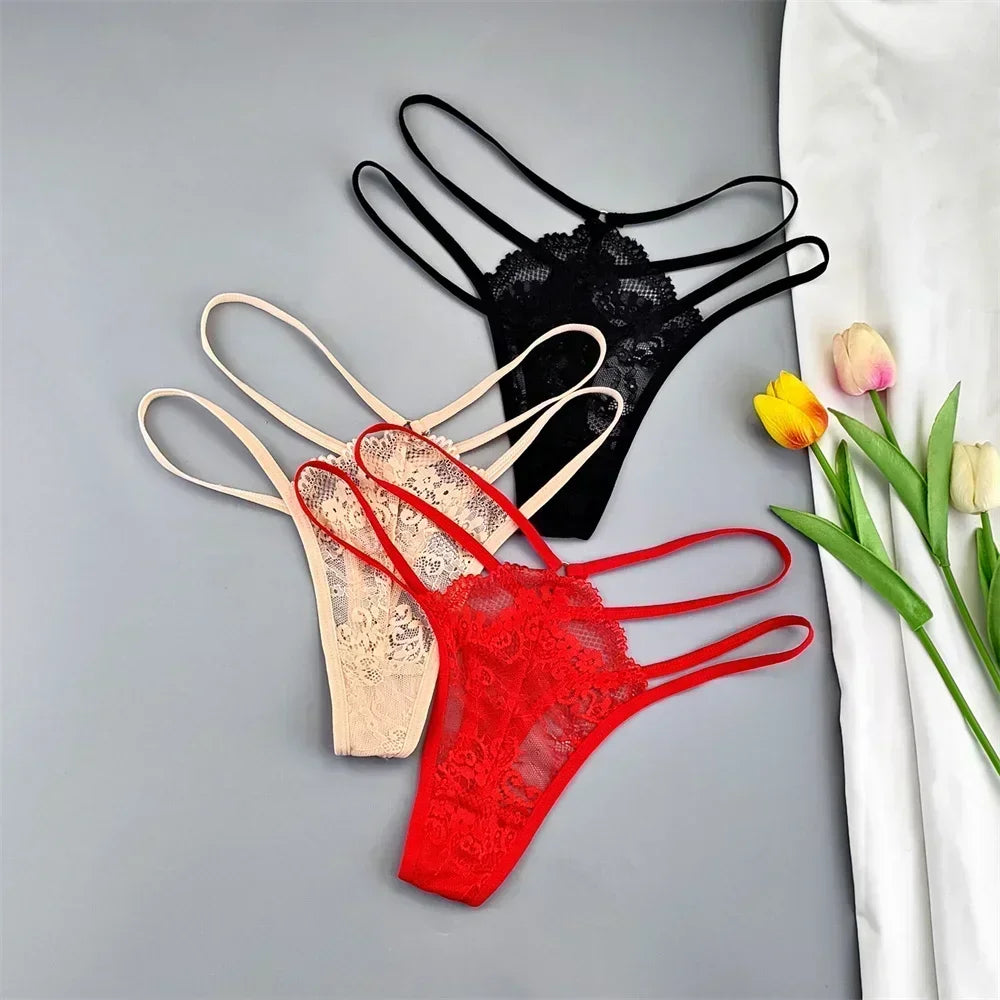 3 Pcs Lace Thin Strap Thong Women Low Waist - Empire P.E