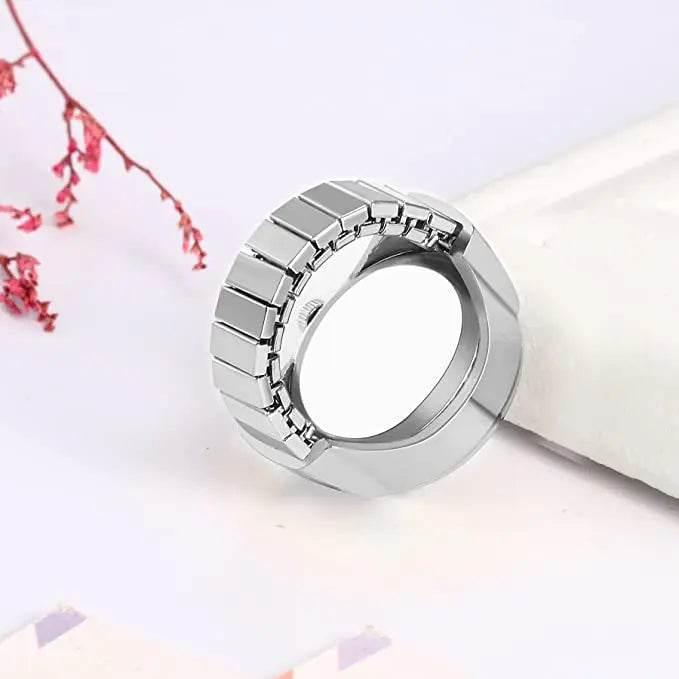 Vintage Punk Finger Watch Mini Elastic Strap Alloy Watches Couple Rings Jewelry Clock Retro Roman Quartz Watch Rings Women Men - Empire P.E