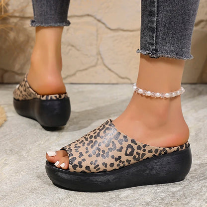 Summer Leopard Print Wedges