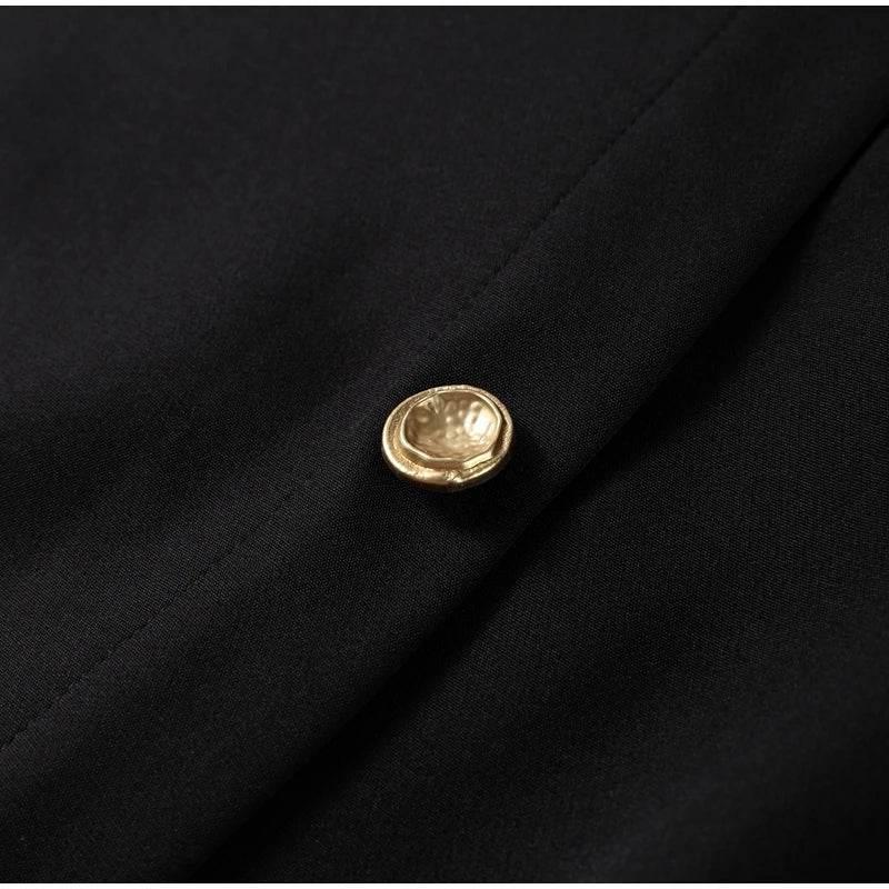 Black Long Dress Women With Belt Elegant Slim Single Breasted Sleeveless Front Split Dresses Female 2025 New Summer Lady Vestido - Empire P.E