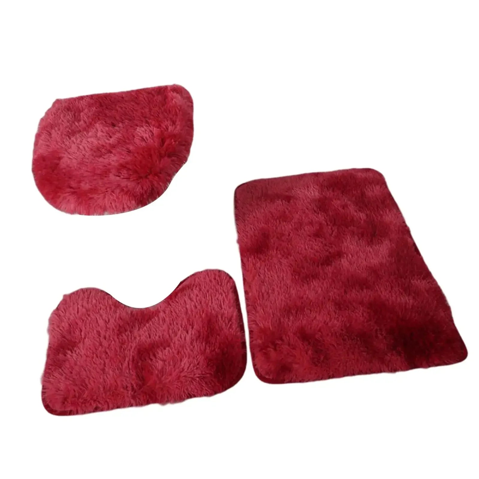 3x Bath Mats Set for Bathroom with Toilet Lid Cover Absorbent Suit - Empire P.E