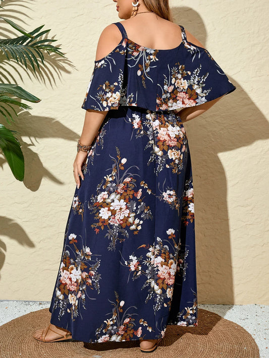 Plus Size Women's Boho Printed Floral Dress - Empire P.E
