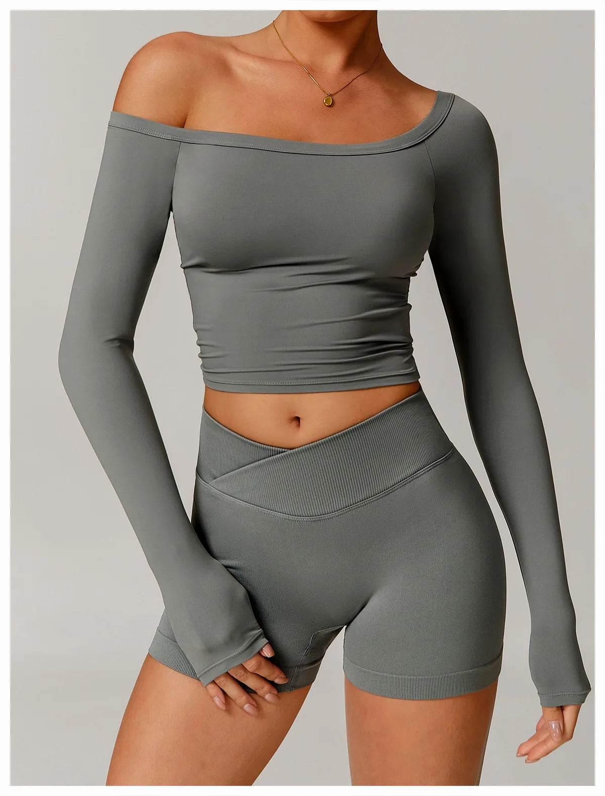 Women Yoga Shirts Crop Tops Long Sleeves Shirts for Women Yoga Sports Fitness Gym Clothing Running Workout Tops Sports Shirts - Empire P.E