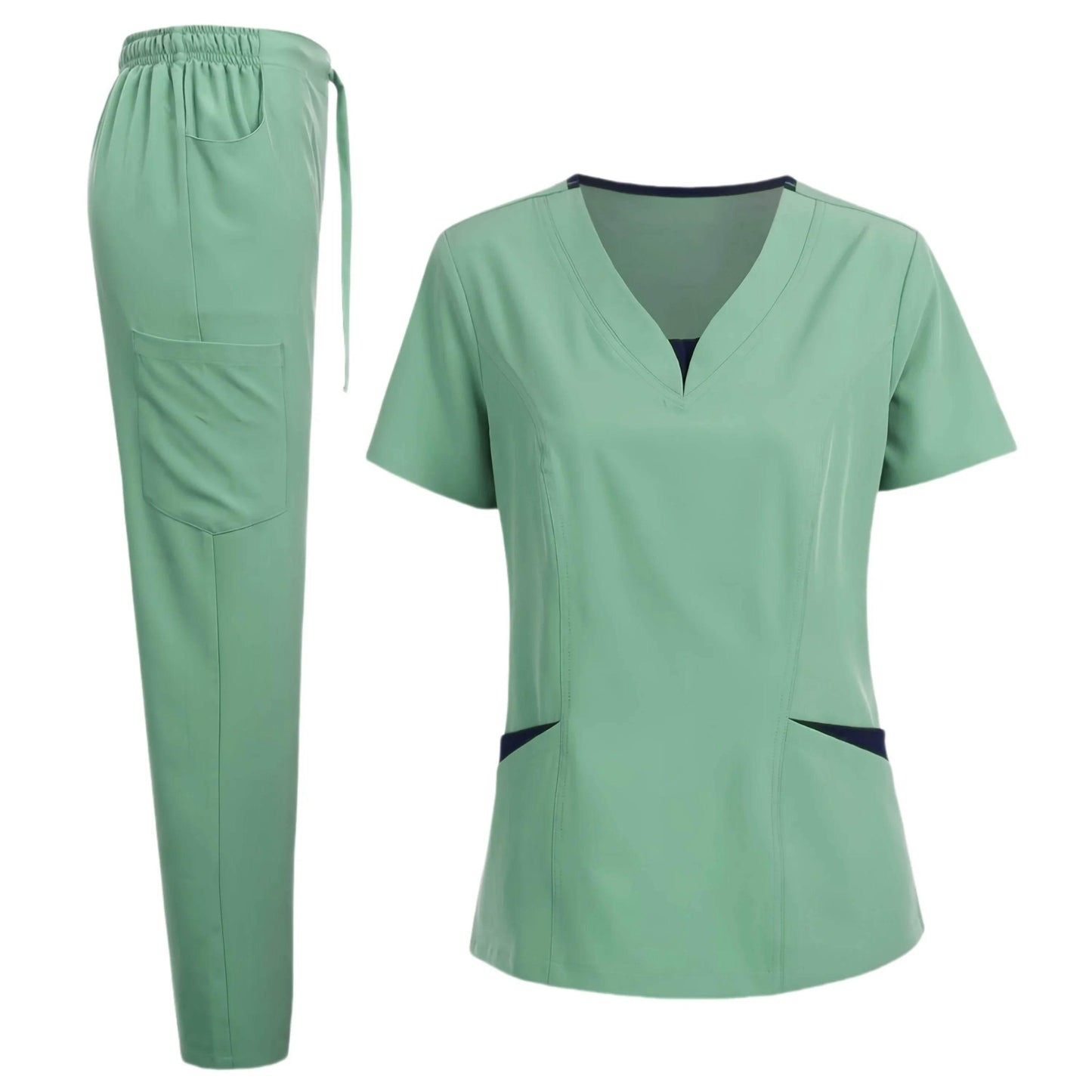 Scrub Set for Women Nurse V Neck Plus Size Scrubs Tops and Pants - Empire P.E