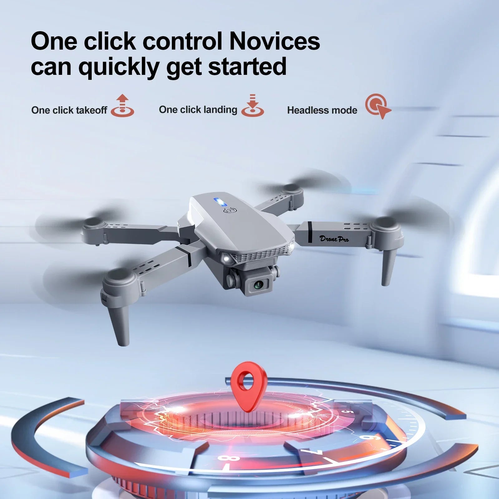 White Gray E88E99 Lighting Screen Control Mini Drone Dual Camera - Empire P.E