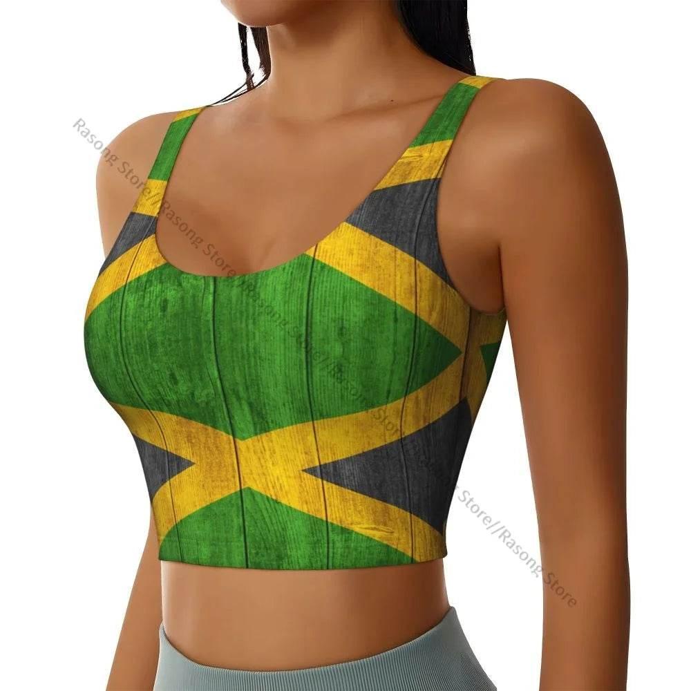 Sports Bra Women Running Yoga Clothes Vest Jamaica Kingdom Flag Gathering Fitness Vest - Empire P.E