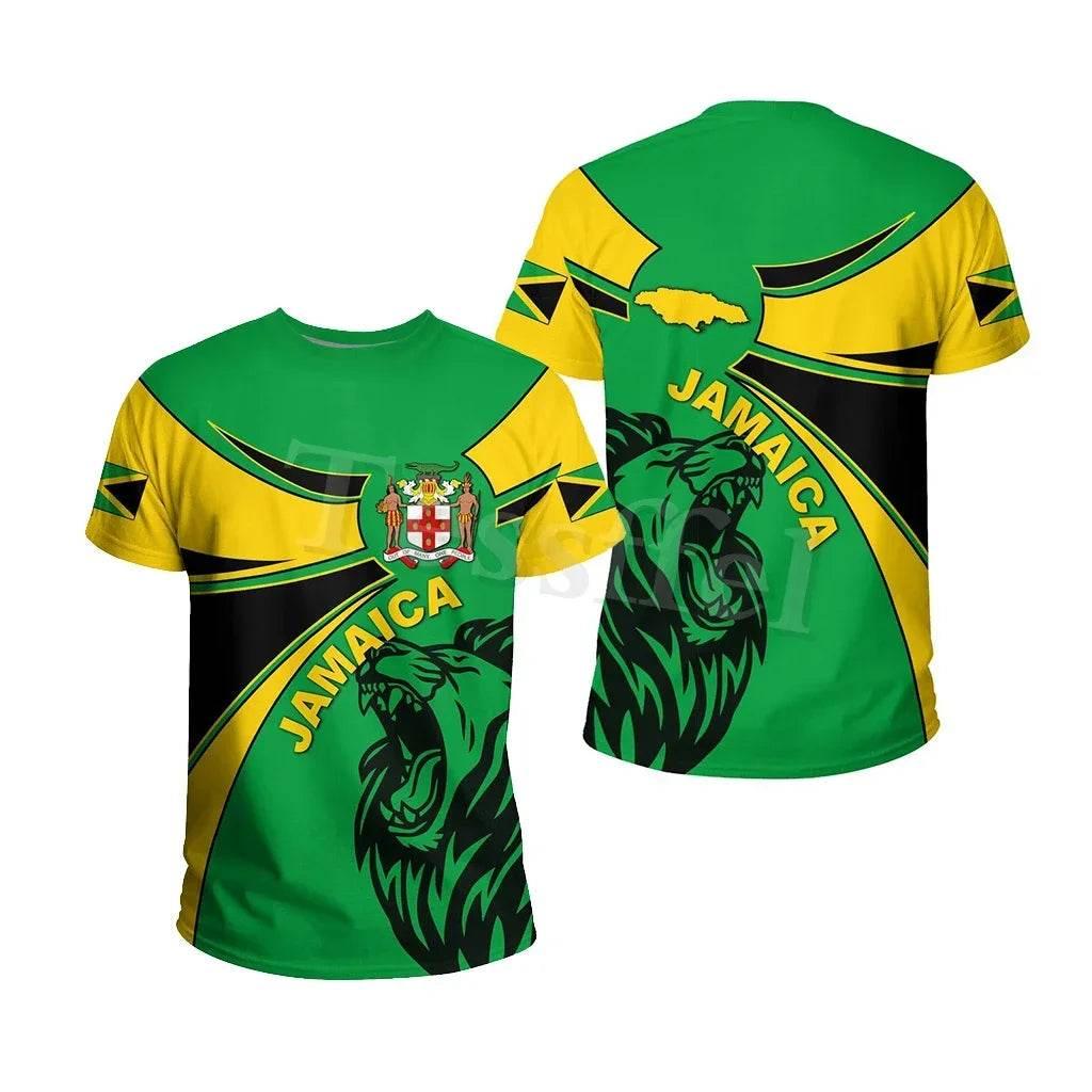 Jamaica Lion Emblem Summer New Fashion 3D Printed Top T-shirt Men and Women Can Be Large Size Loose Fashion Short Sleeves - Empire P.E