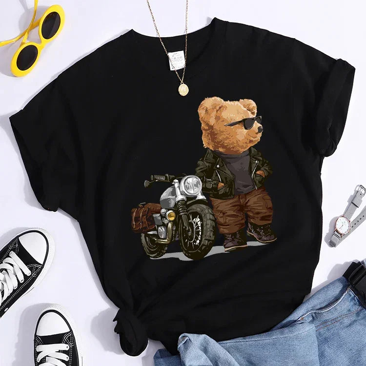 Motorcycle Teddy Bear Wearing Sunglasses Tshirt - Empire P.E