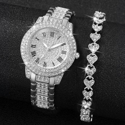 2pcs/set Women Diamond Quartz Watch and Bracelet Set - Empire P.E