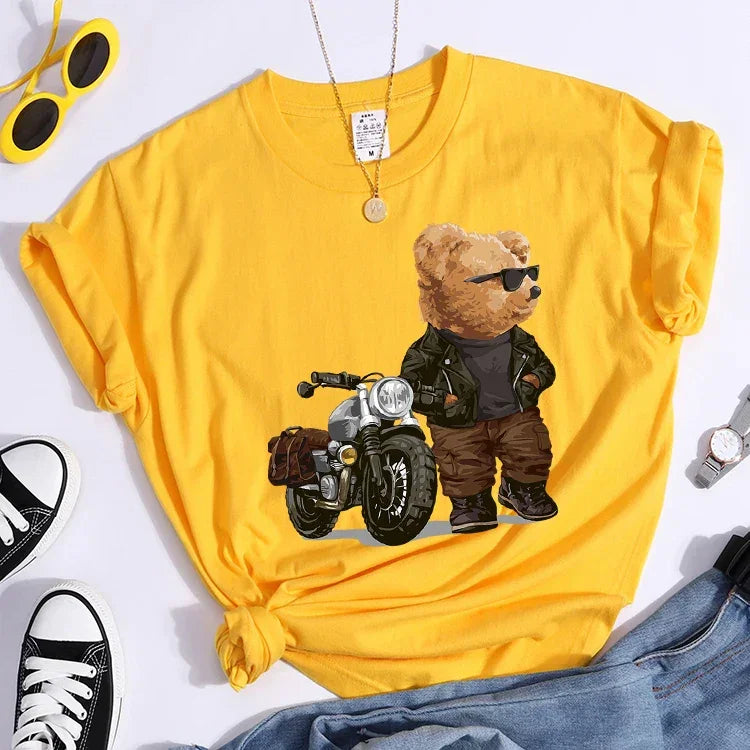 Motorcycle Teddy Bear Wearing Sunglasses Tshirt - Empire P.E