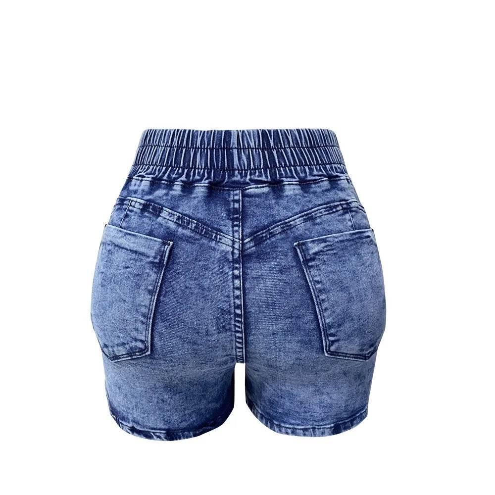 Women Summer Denim Shorts Ladies Elastic Waist Bandage Jeans Skinny Short Pants Feminina - Empire P.E