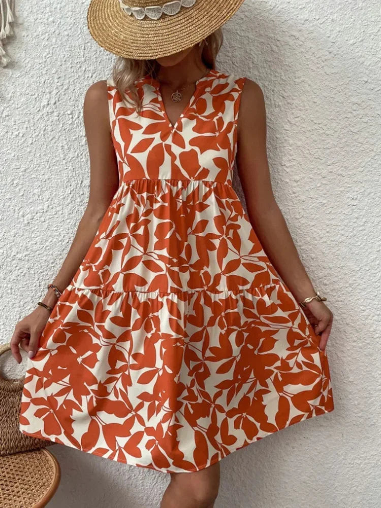 Women Boho Print Mini Dress Summer Elegant - Empire P.E